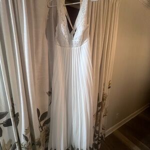 ASOS Design Sleeveless Maxi Lace Bodice, Pleated Skirt